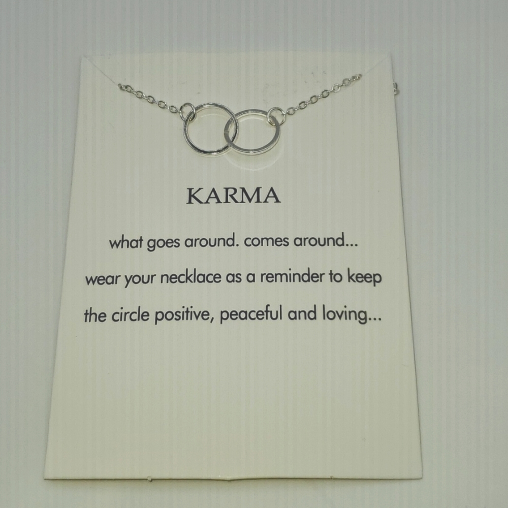Silver Karma Necklace Dainty‎ With Card GIFT cute circles jewelry